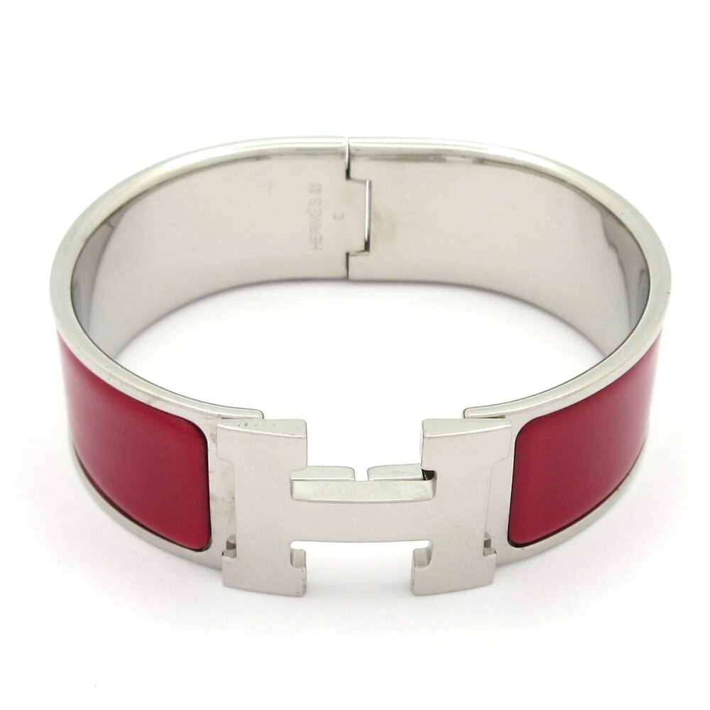 Hermès Clic Clac H Bangle Silver Bordeaux